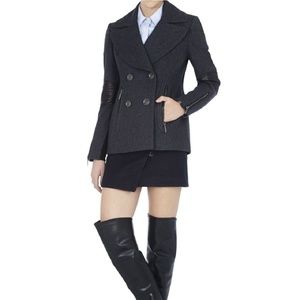 BCBG Max Azria Dark Grey Wool Blend Coat